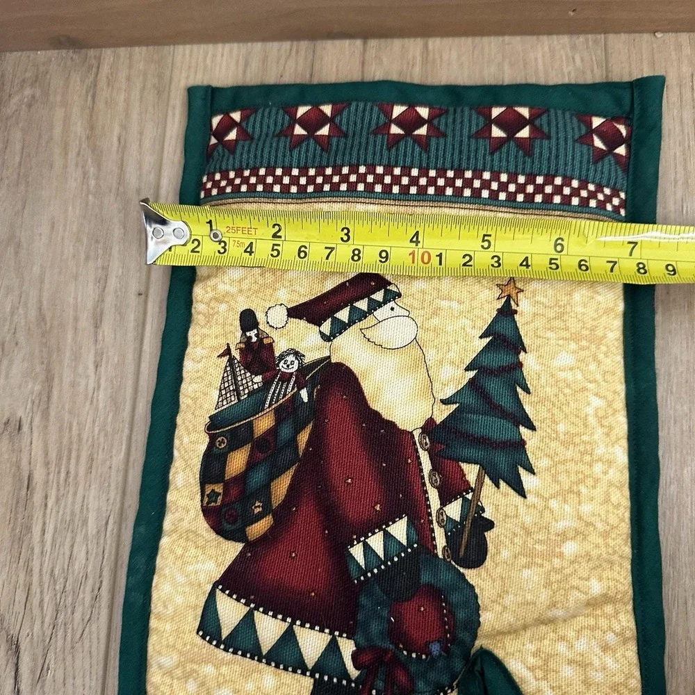 VTG Primitive Christmas Potholder Santa Clause Quilt‎ Handmade Comfortable Roomy